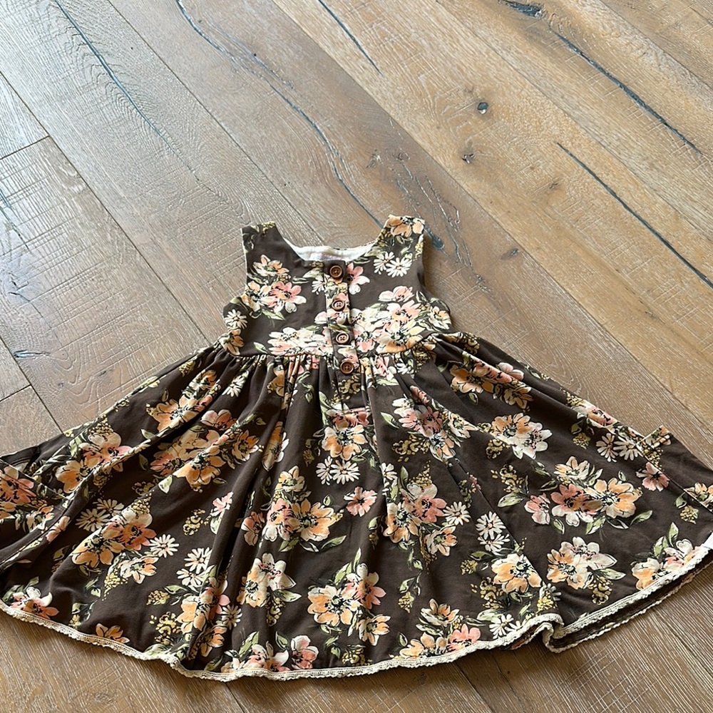 SweetHoney Brown and Cream Sleeveless Sundress